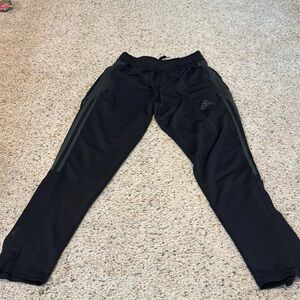 Adidas Black Joggers with Olive Stripes